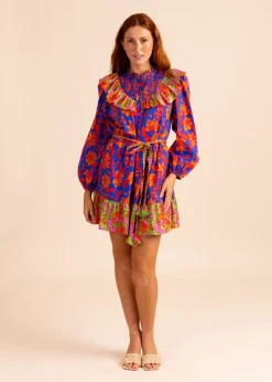 Discount Sutton Dress In Cobalt Tea Garden Mini