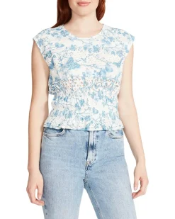 Cheap Gabriela Blue Floral Top Tanks