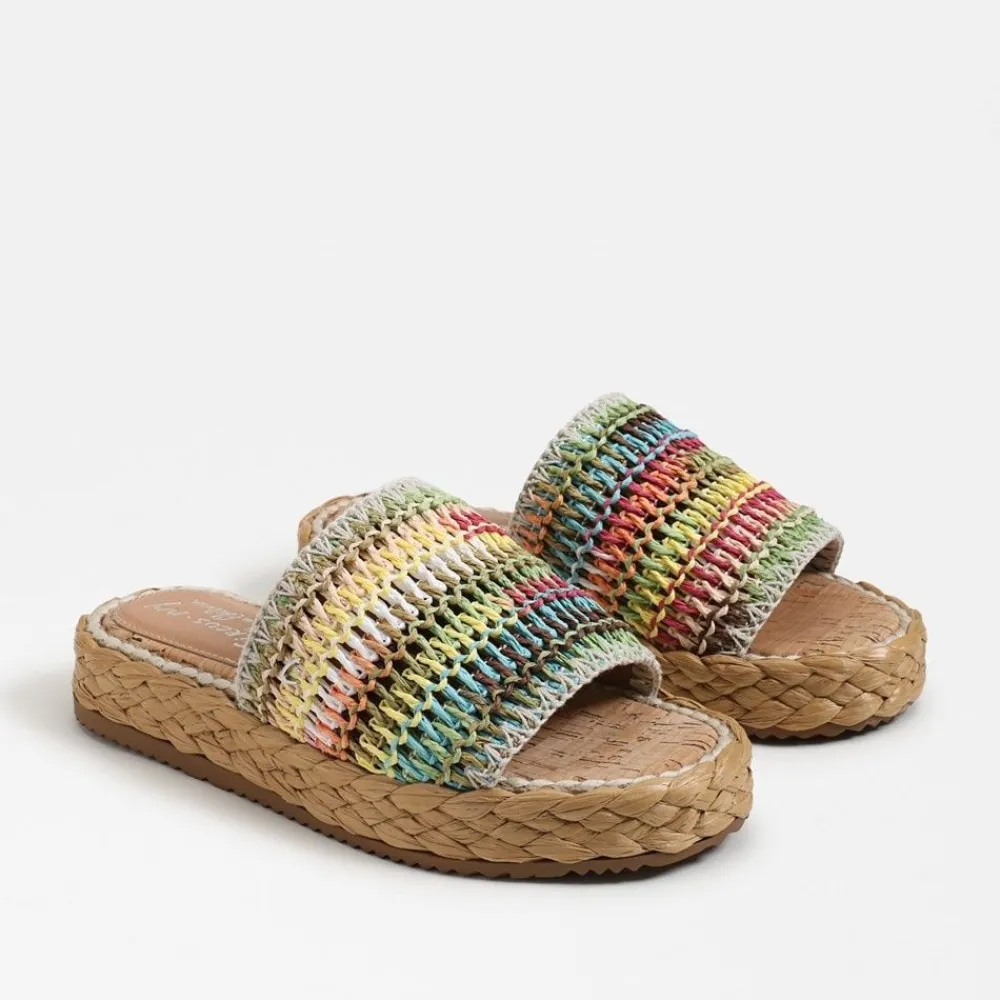 Sale Wallis Platform Slide Rainbow Weave Sandal