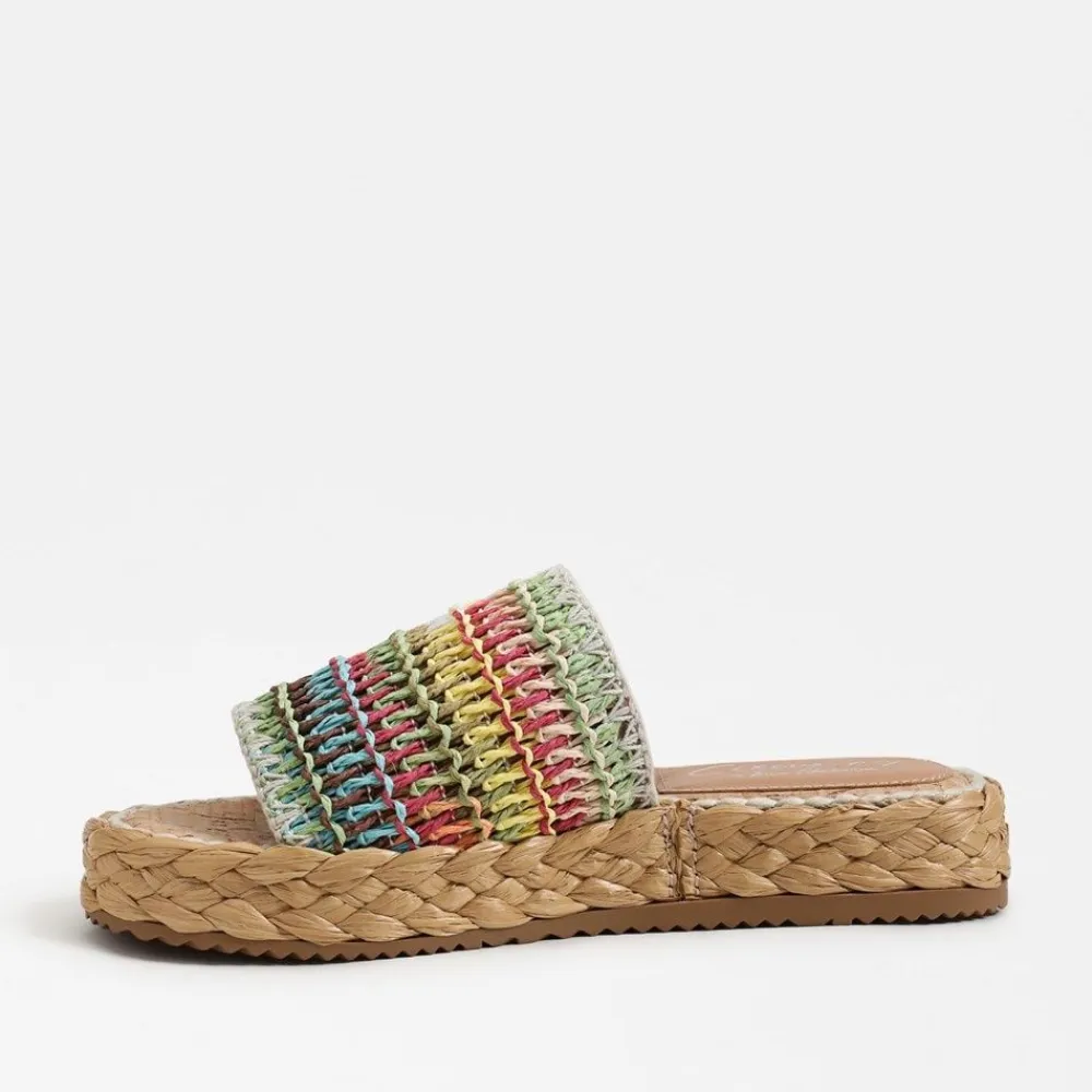 Sale Wallis Platform Slide Rainbow Weave Sandal