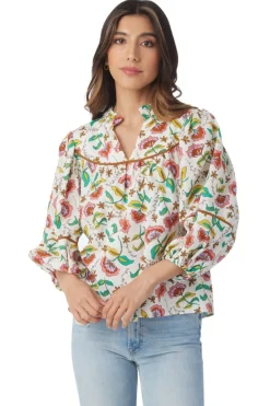Fashion Rosie Top Woodcut Floral Blouses