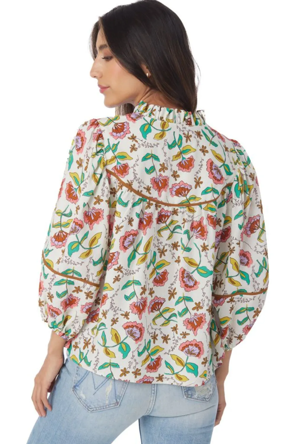 Fashion Rosie Top Woodcut Floral Blouses