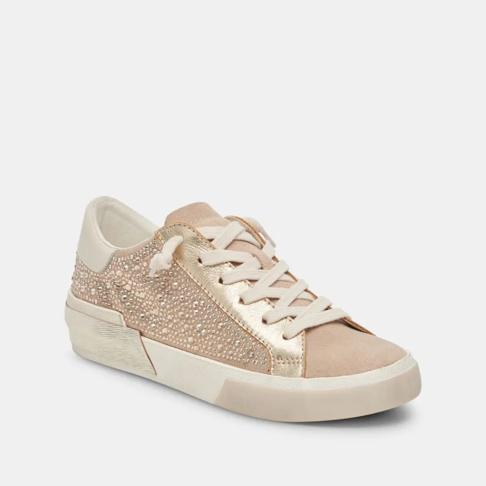 Flash Sale Zina Crystal Gold Suede Sneaker