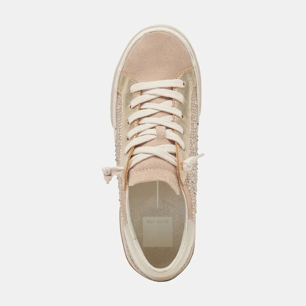 Flash Sale Zina Crystal Gold Suede Sneaker
