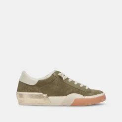 Shop Zina Plush Moss Perforated Suede Sneaker