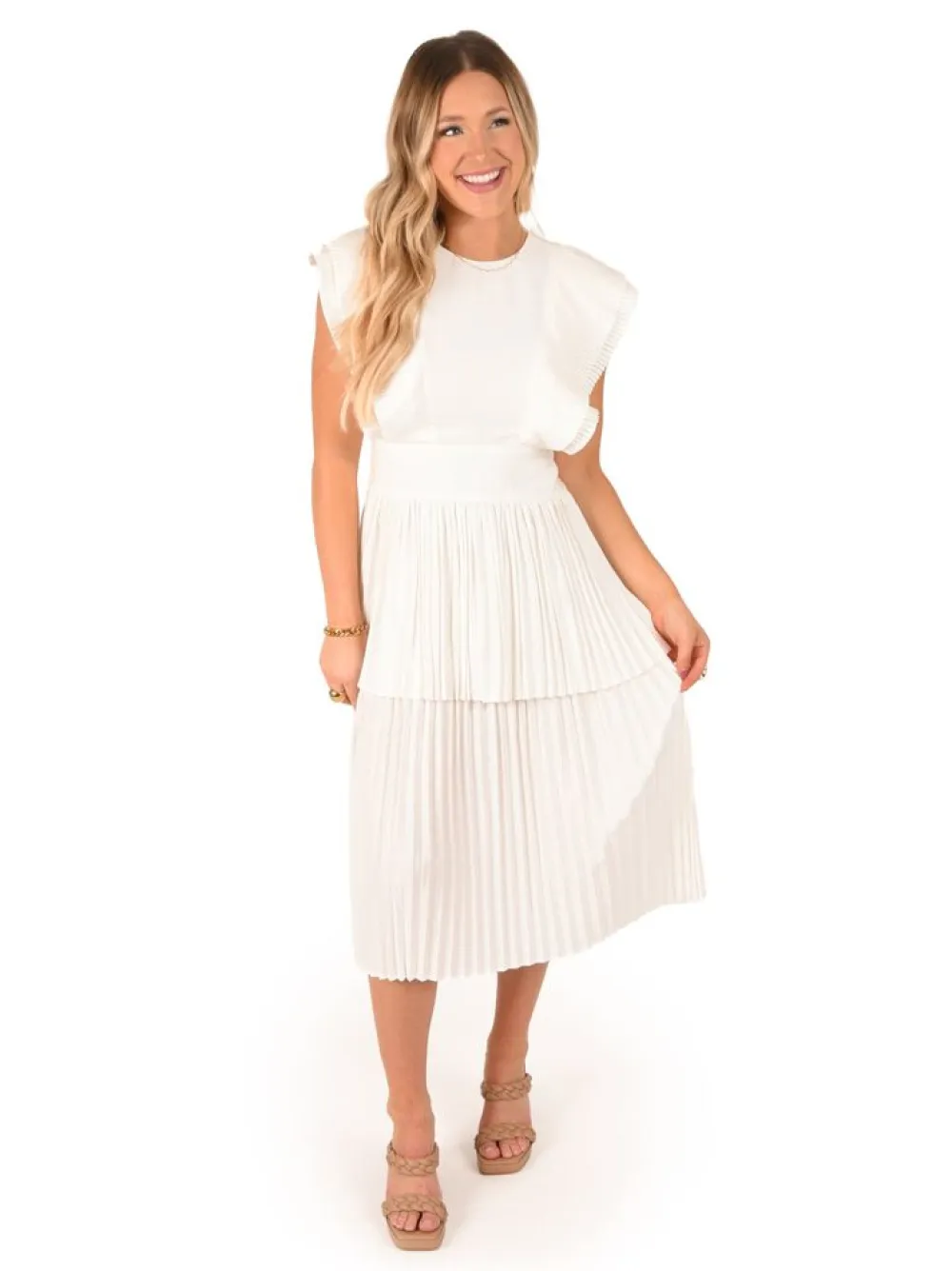 Cheap Chloe Dress White Linen Midi