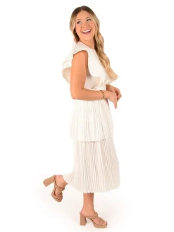 Cheap Chloe Dress White Linen Midi