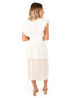 Cheap Chloe Dress White Linen Midi