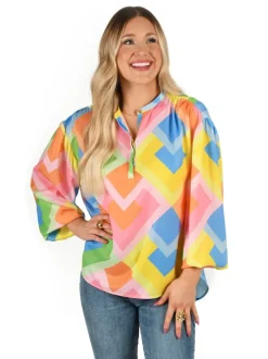 Cheap Lolli Top Geo Blouses