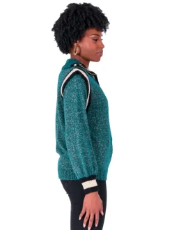 Best Sale Poppy Pullover Sweater - Metallic Green Sweaters