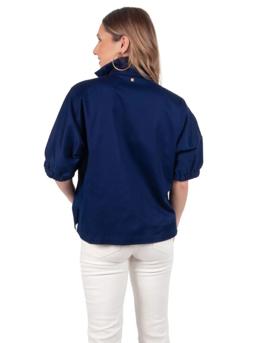 Cheap Poppy Top Navy Cotton Poplin Blouses