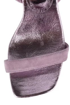 Online Geometric Pink Suede Metallic Wedge