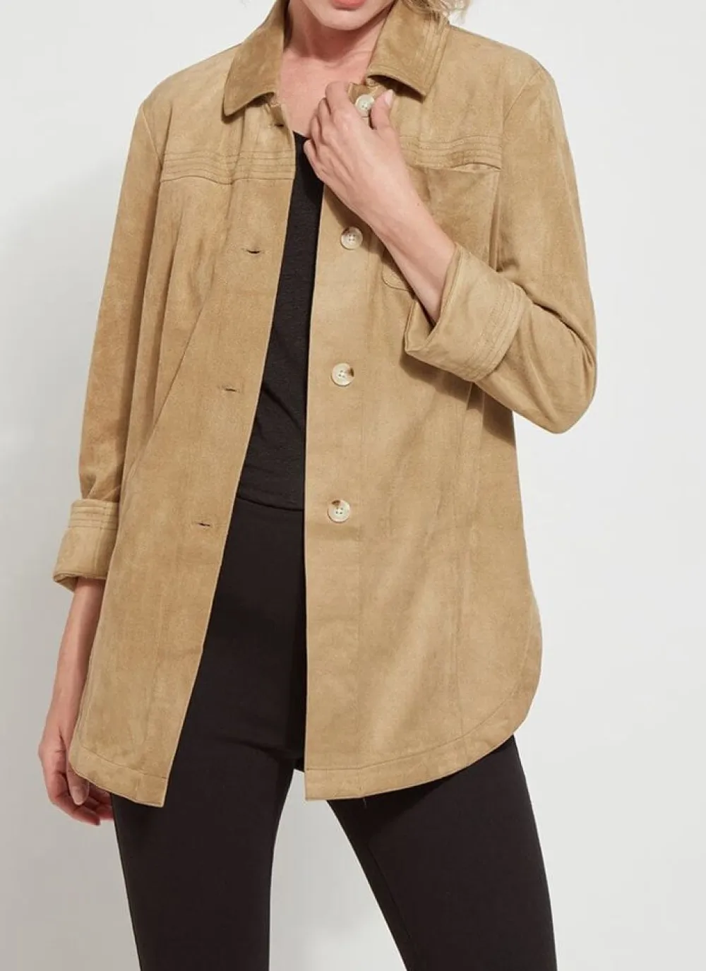 Fashion Lori Vegan Suede Overshirt Blouses