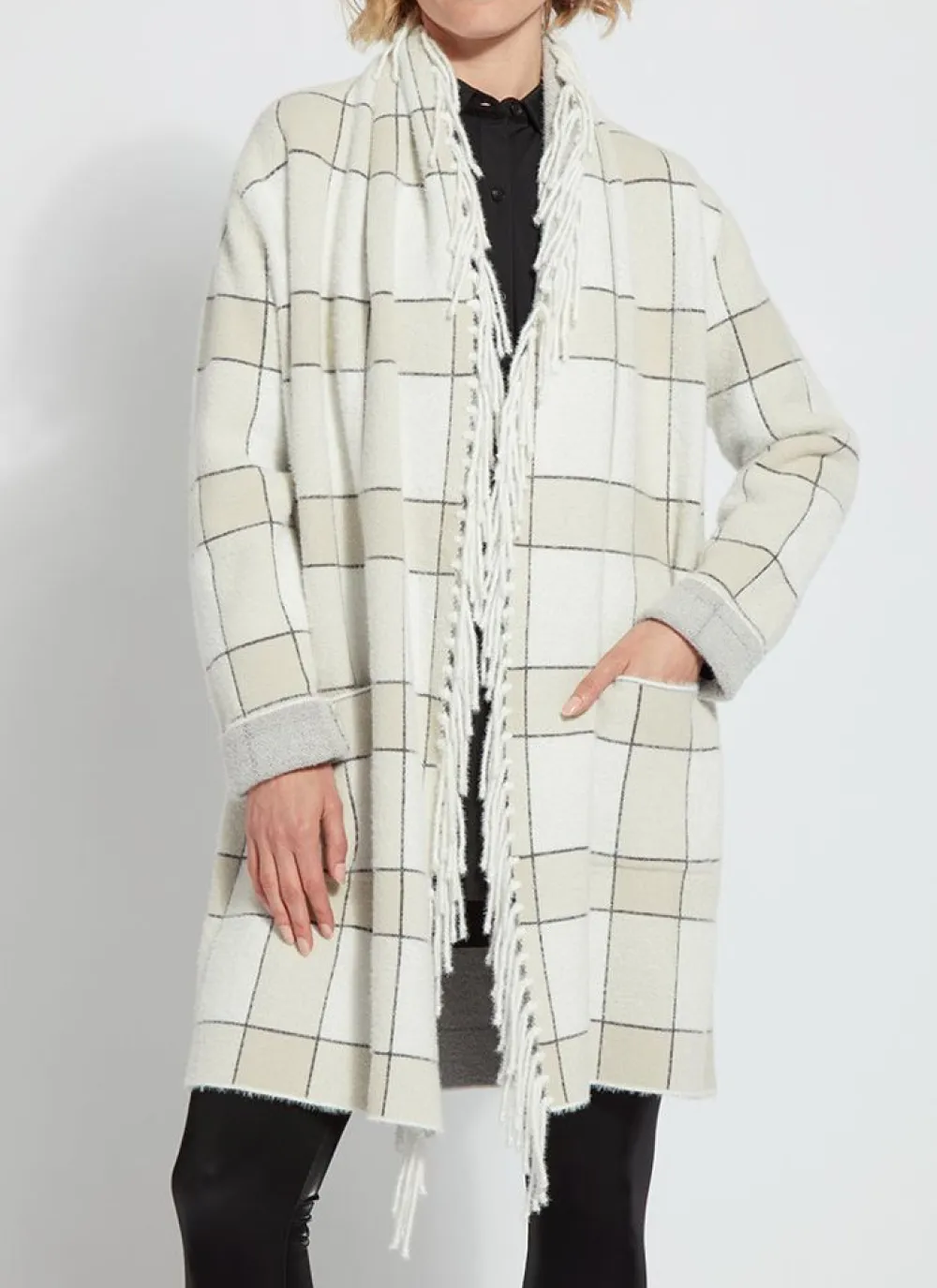 New Mystic Fringe Sweater Coat Winterland Plaid Coats