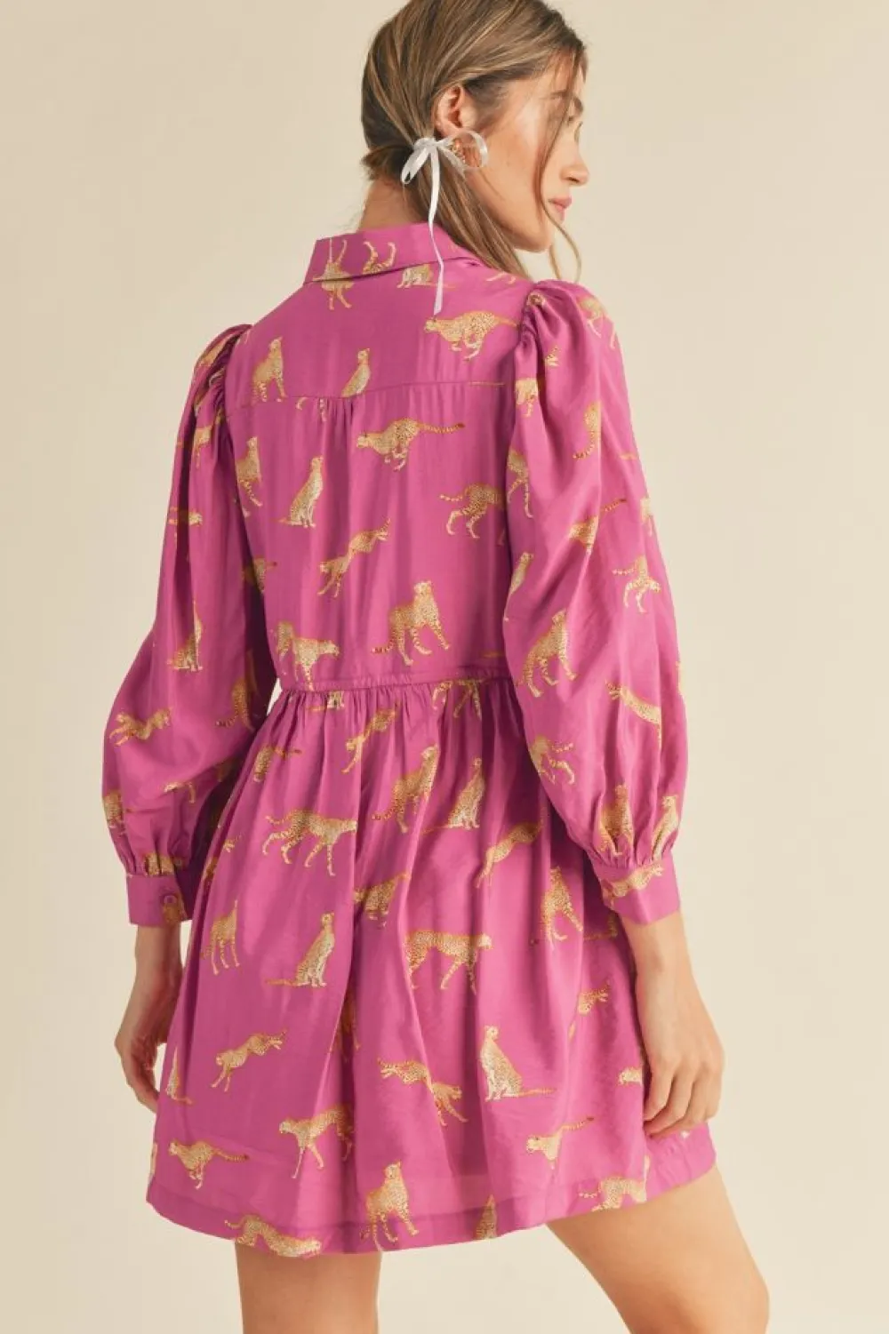 Sale &Merci Cheetah Print Button Down Dress Mini