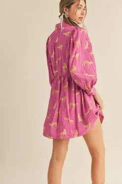 Sale &Merci Cheetah Print Button Down Dress Mini