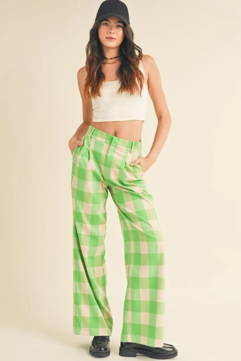 Store &Merci Green Apple Plaid Trouser Pants