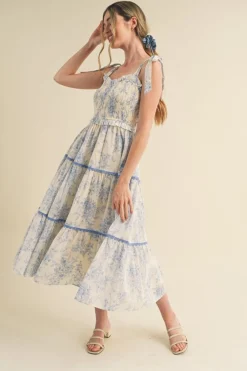 New &Merci Marlin Smocked Bodice Dress Midi