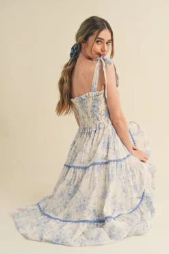 New &Merci Marlin Smocked Bodice Dress Midi