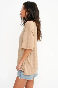 Discount Edie Linen Boyfriend Tee T-Shirts