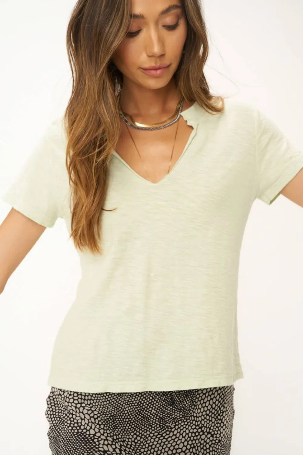 Cheap Plata Notched Tee Mint Macha T-Shirts