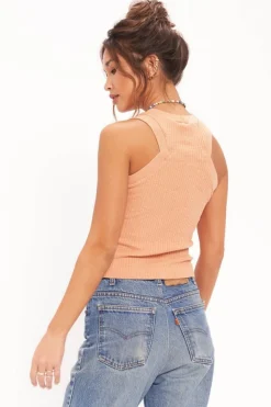 Hot Player Racerback Rib Tank Orange Tanks