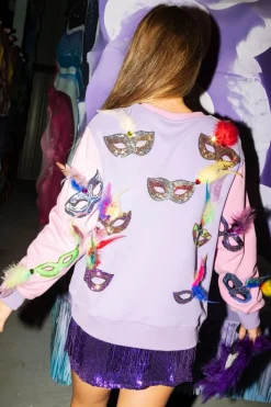 Cheap Mardi Gras Feather Mask Sweatshirt Sweatshirts