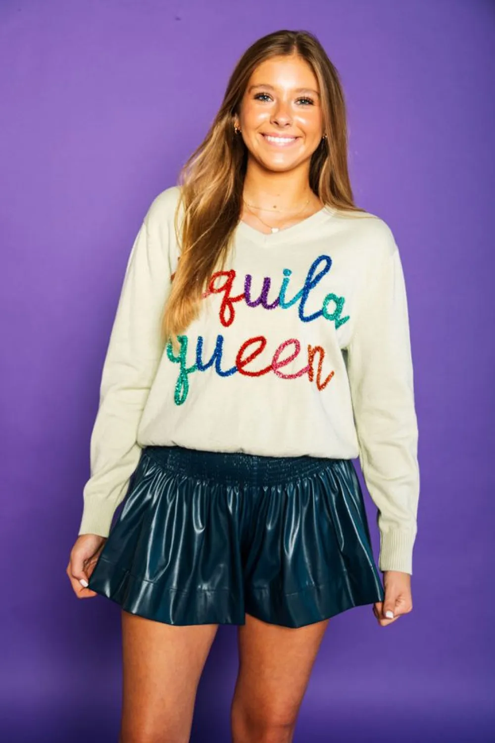 Shop Navy Leather Swing Short Shorts