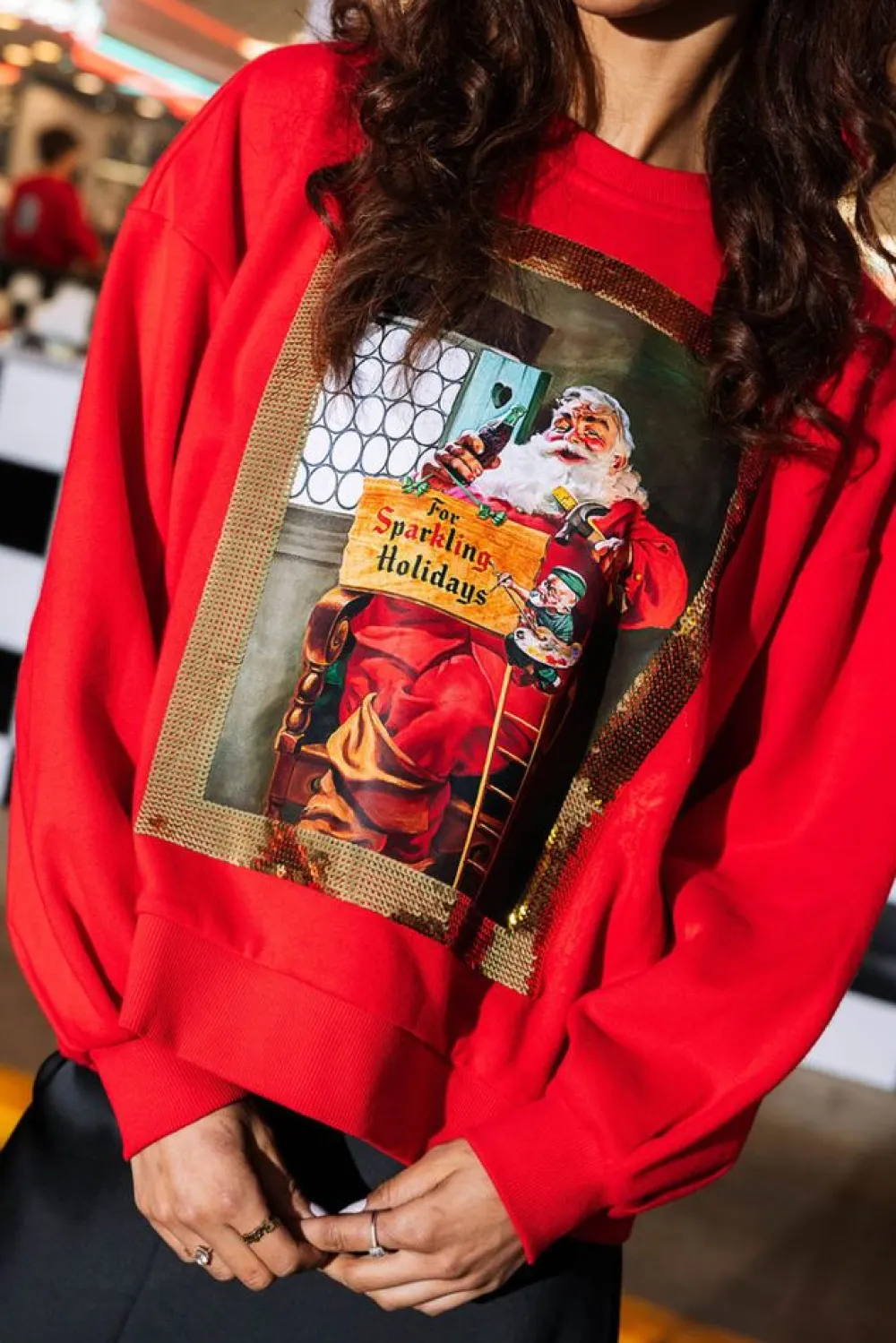 Shop Red Santa Drinking A Coke Sweatshirt Sweatshirts