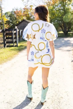 Outlet White Cowgirl Icon Poof Sleeve Dress Mini