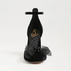 Cheap Colter Ankle Strap Block Heel Black Heel