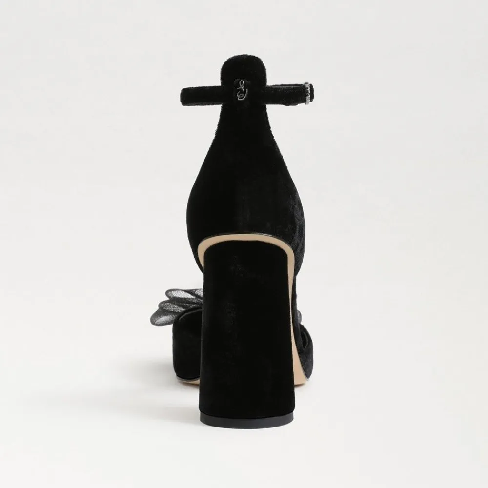 Cheap Colter Ankle Strap Block Heel Black Heel