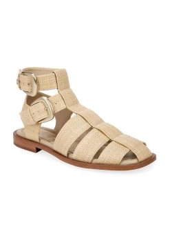 Outlet Dawn Ankle Buckle Sandal Bleached Beechwood Weave Sandal