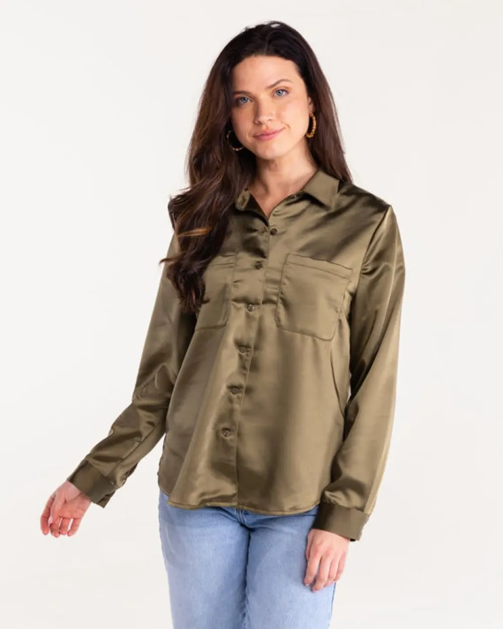 Cheap S'Edge Apparel Ellis Top In Olive Blouses