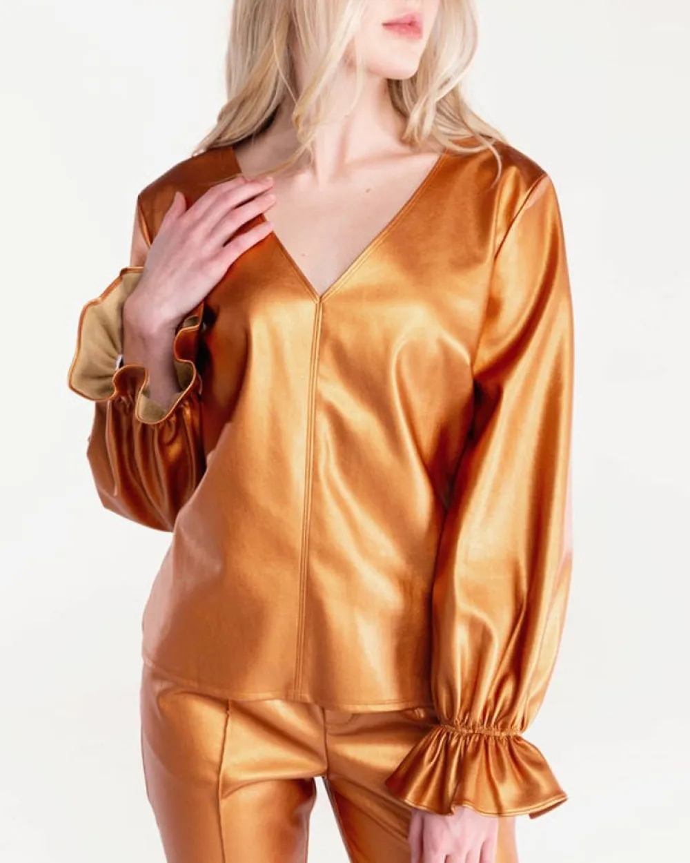 Outlet S'Edge Apparel Murphy Top Copper Blouses