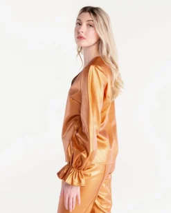 Outlet S'Edge Apparel Murphy Top Copper Blouses