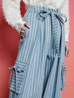 Cheap Cleo Striped Cargo Trousers Pants