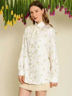 Clearance Ditsy Pick Shirt - Pearled Ivory Blouses