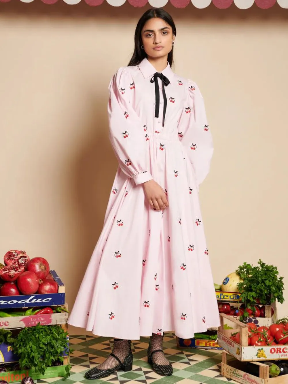 Online Punnet Embroidered Midi Dress Midi