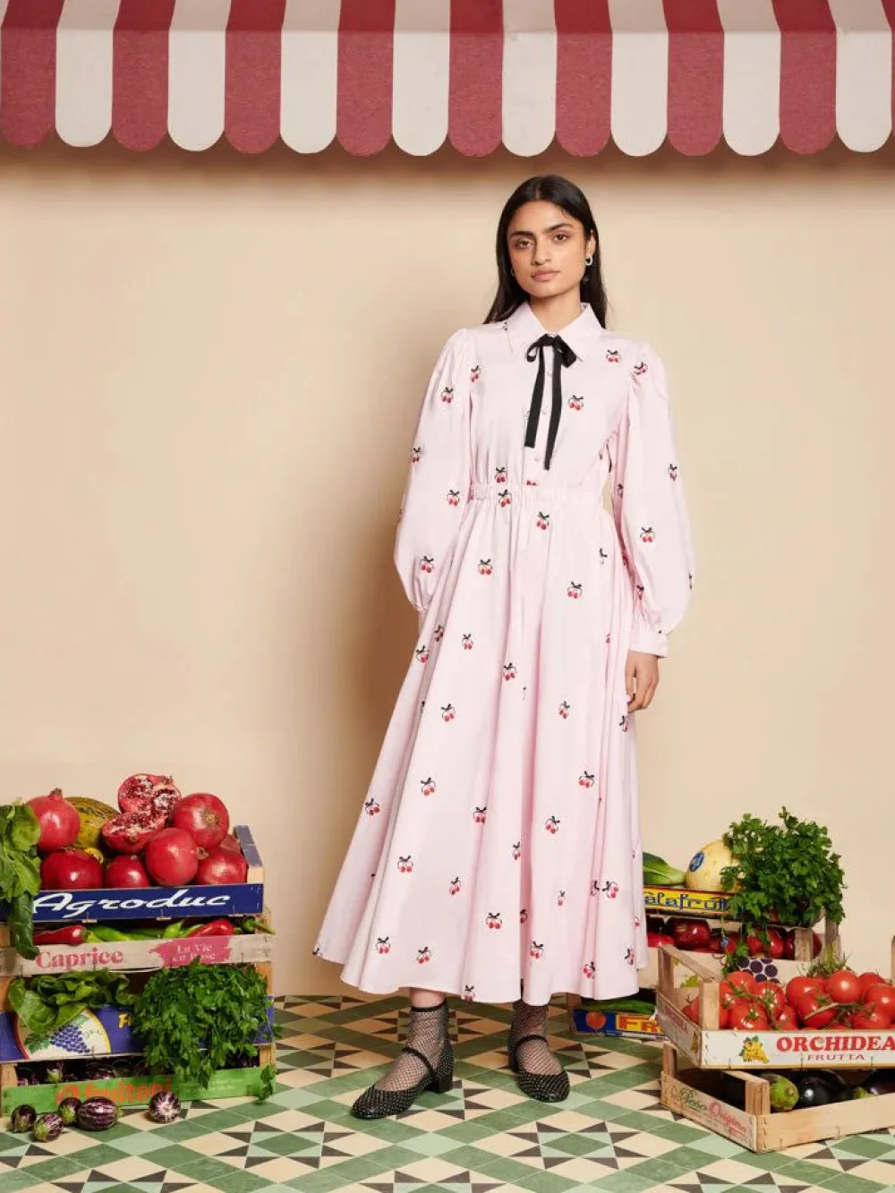 Online Punnet Embroidered Midi Dress Midi