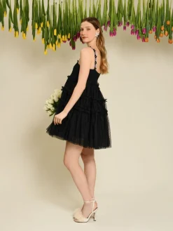 Outlet Sofie Spot Tulle Mini Dress - Black Mini