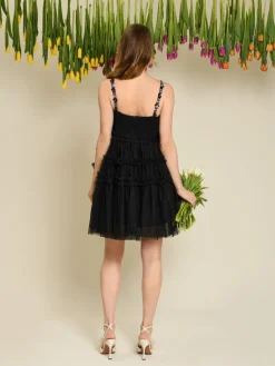 Outlet Sofie Spot Tulle Mini Dress - Black Mini
