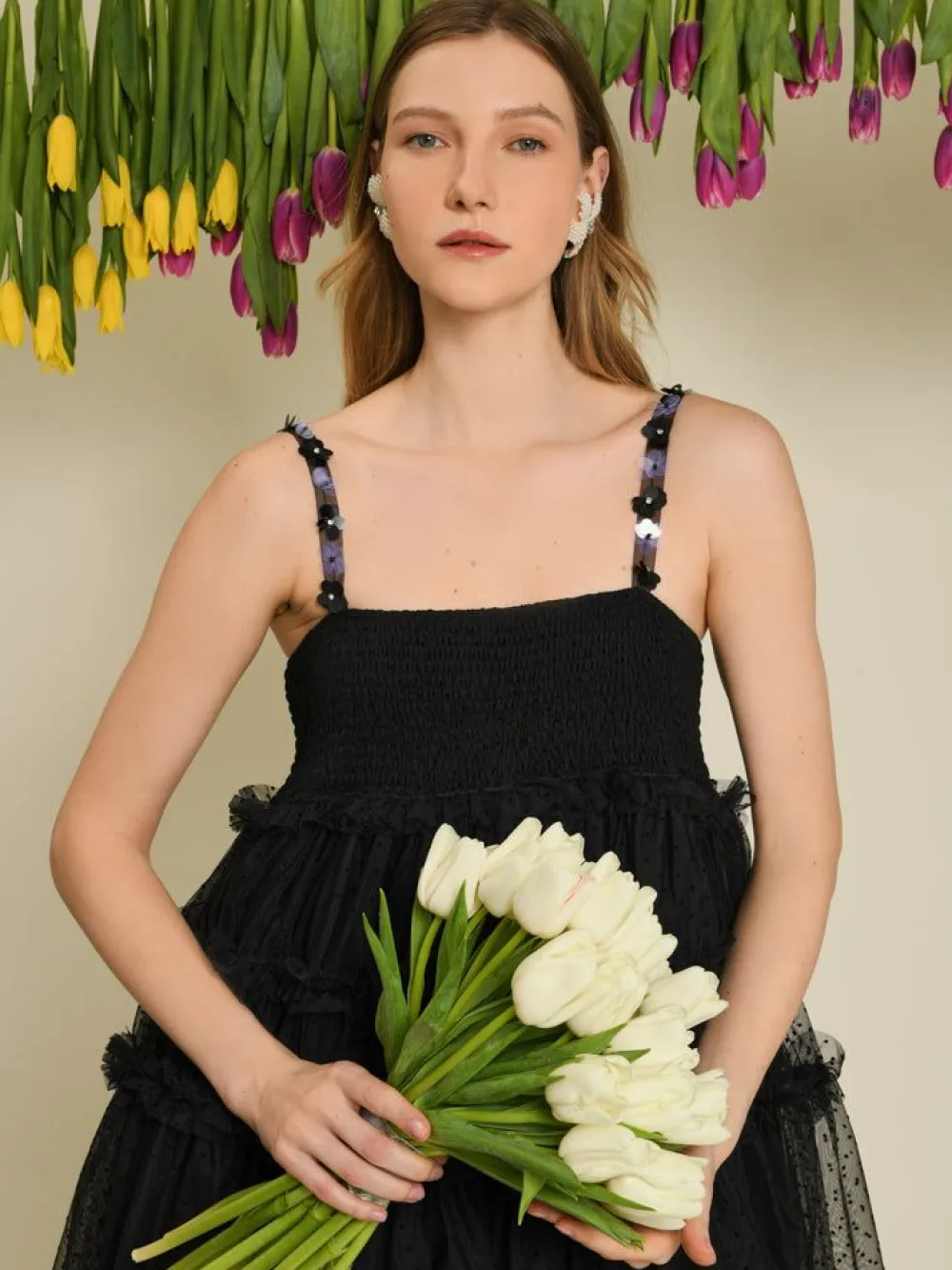 Outlet Sofie Spot Tulle Mini Dress - Black Mini