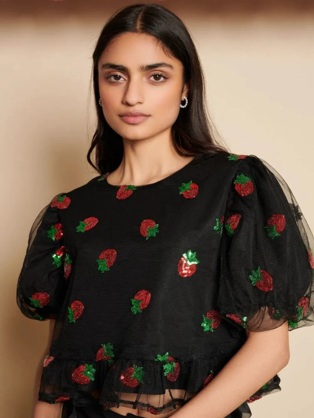 Sale Strawberry Sequin Top Blouses