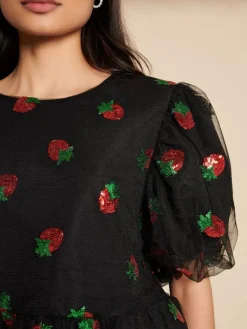 Sale Strawberry Sequin Top Blouses