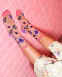 Best Sunflower Butterfly Sheer Crew Sock Socks And Tights