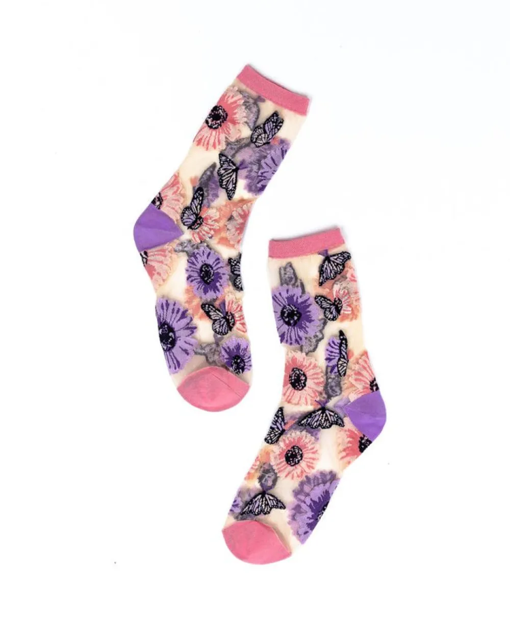 Best Sunflower Butterfly Sheer Crew Sock Socks And Tights