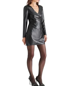Cheap Sandy Long Sleeve Faux Leather Minidress Mini