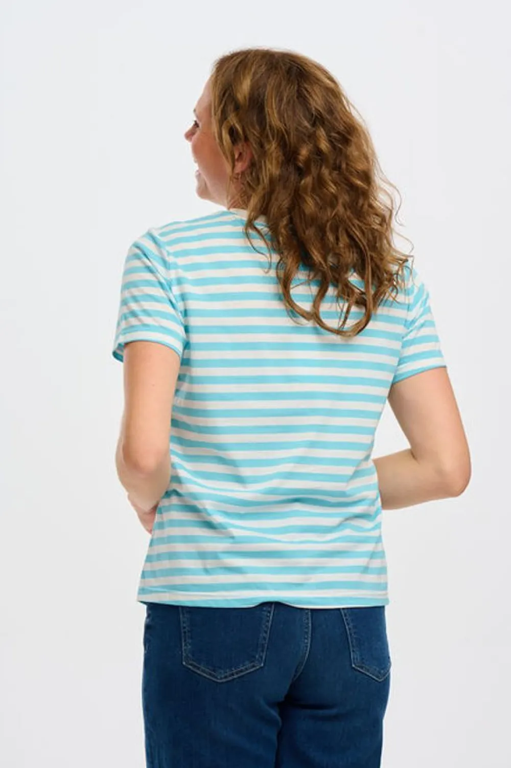 Discount Maggie T-Shirt - Blue/White, Cherry Embroidery T-Shirts