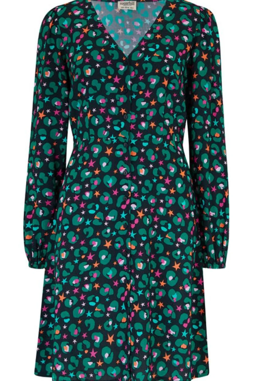 Shop Natalia Tea Dress - Black/Multi, Star Leopard Mini